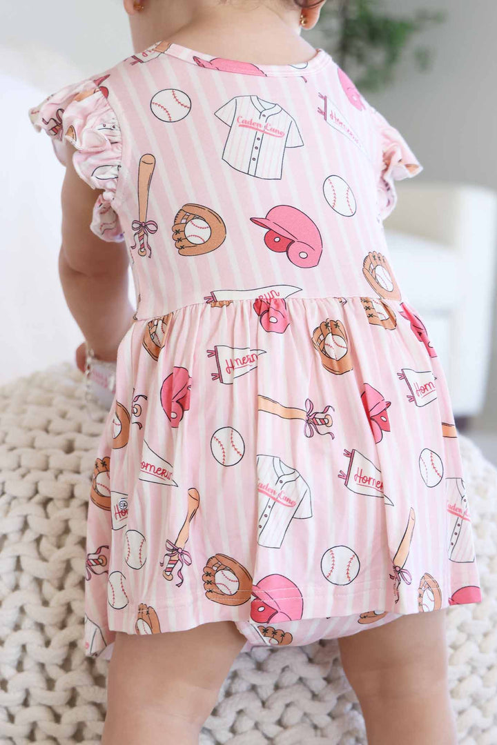 ballpark babes pink stripes bodysuit for girls with helmets, gloves and more 