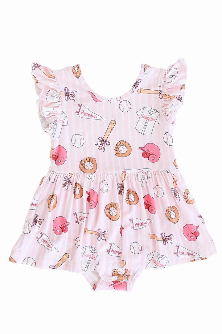 ballpark babes ruffle skirt bodysuit for girls 