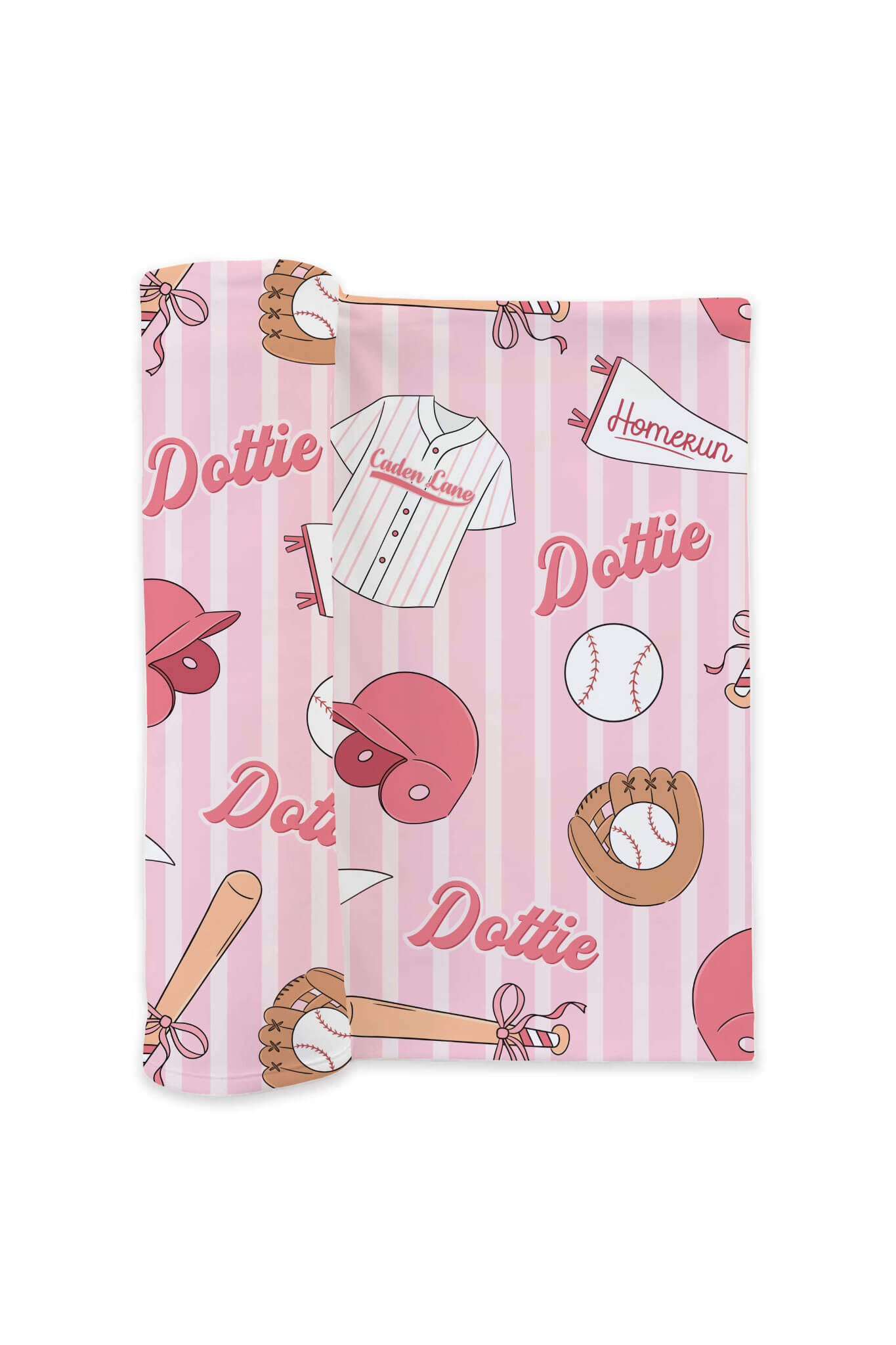 ballpark babes personalized swaddle blanket for girls 