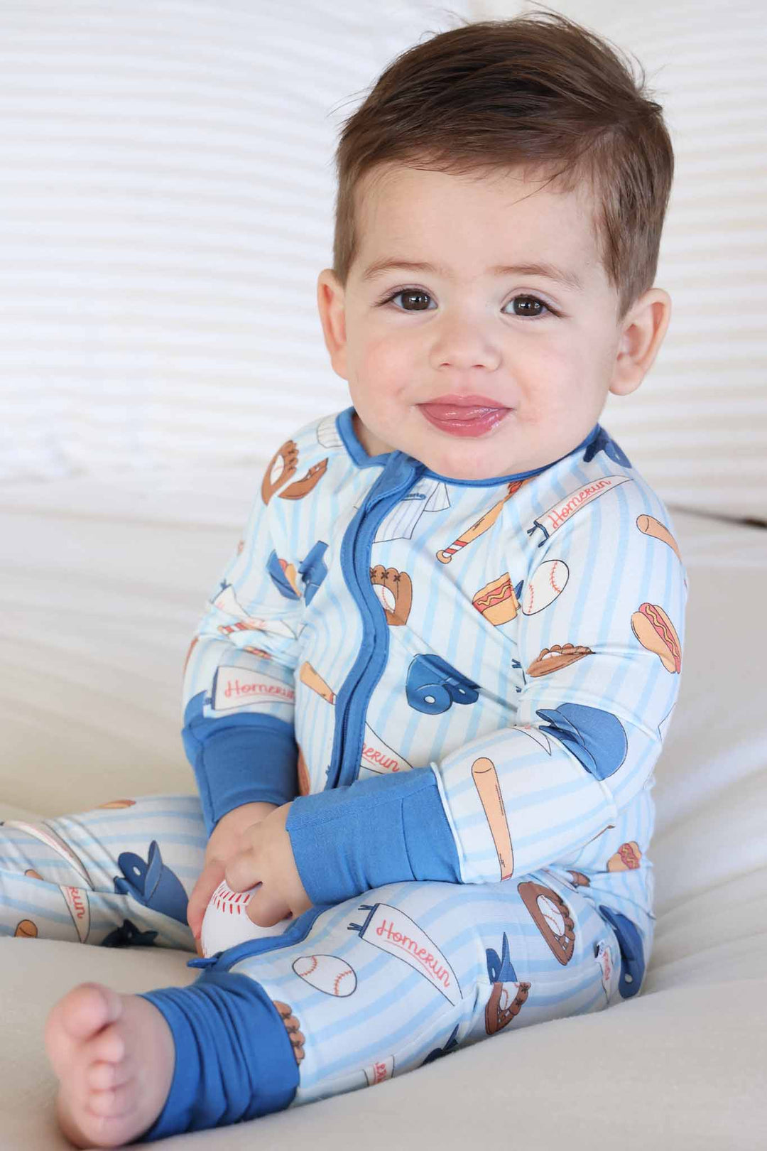 ballpark bros flip mitt and footie pajama romper for boys 