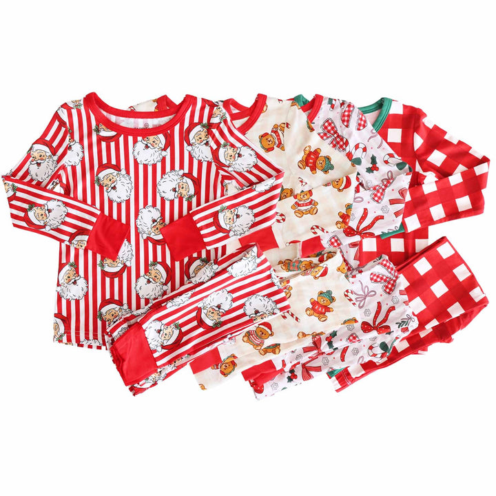 flat lay of Christmas Bamboo Two Piece Pajama Sets