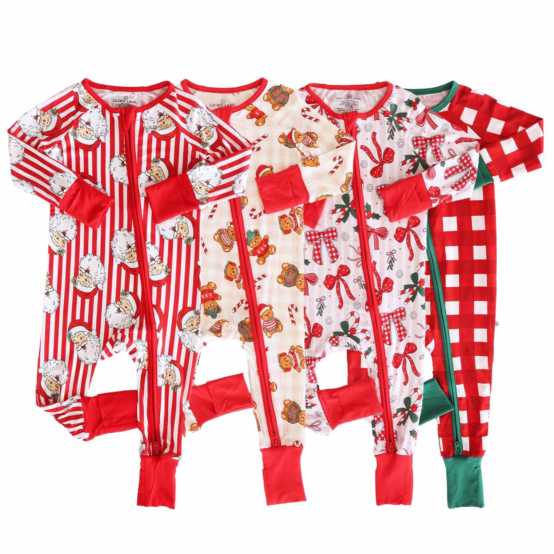 Christmas Bamboo Convertible Zip Rompers