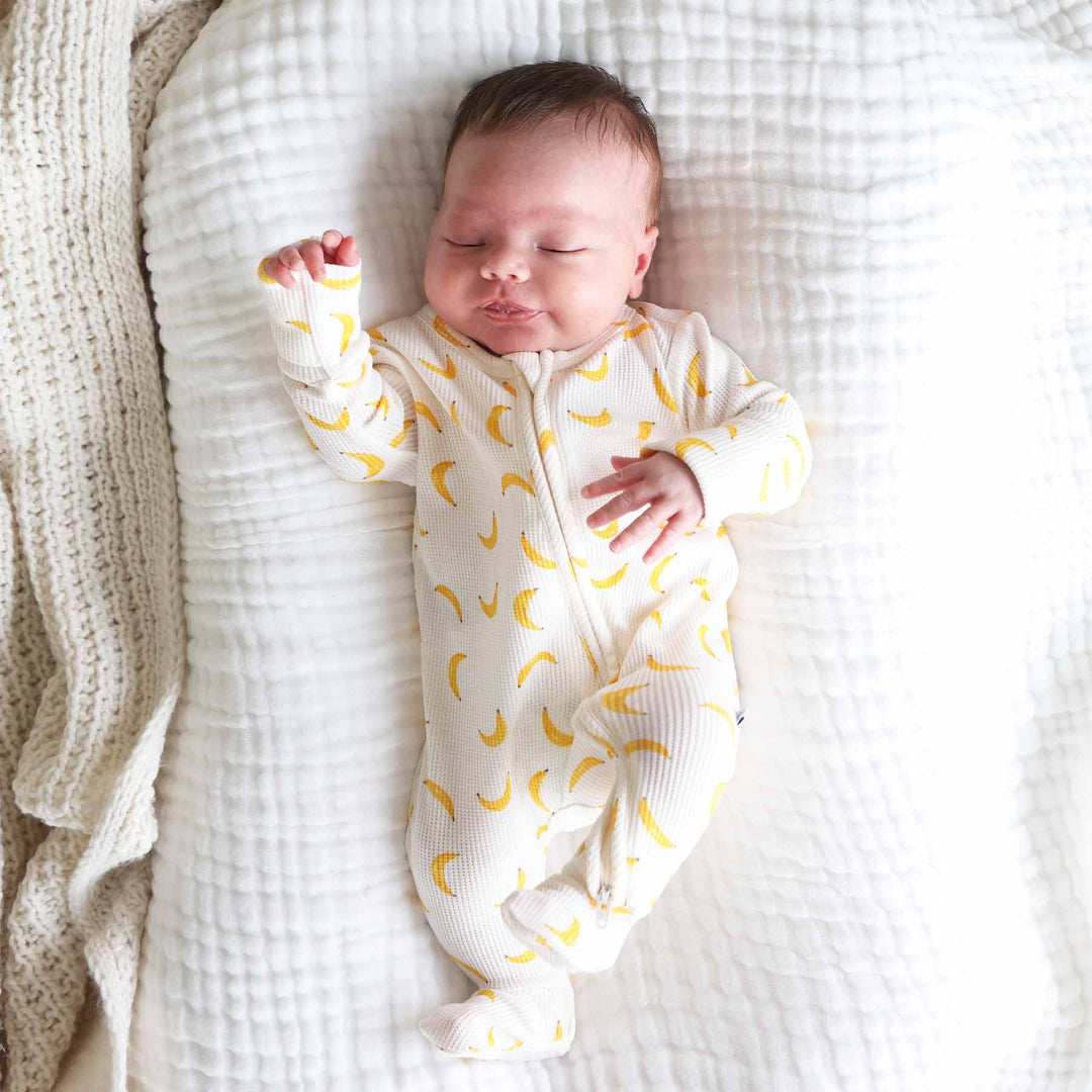 banana zipper footie for babies 