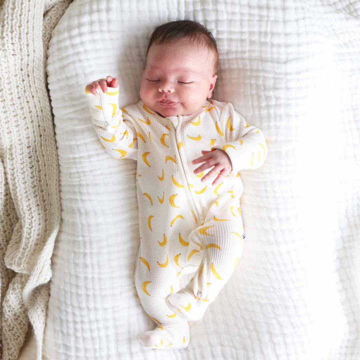 banana zipper footie for babies 