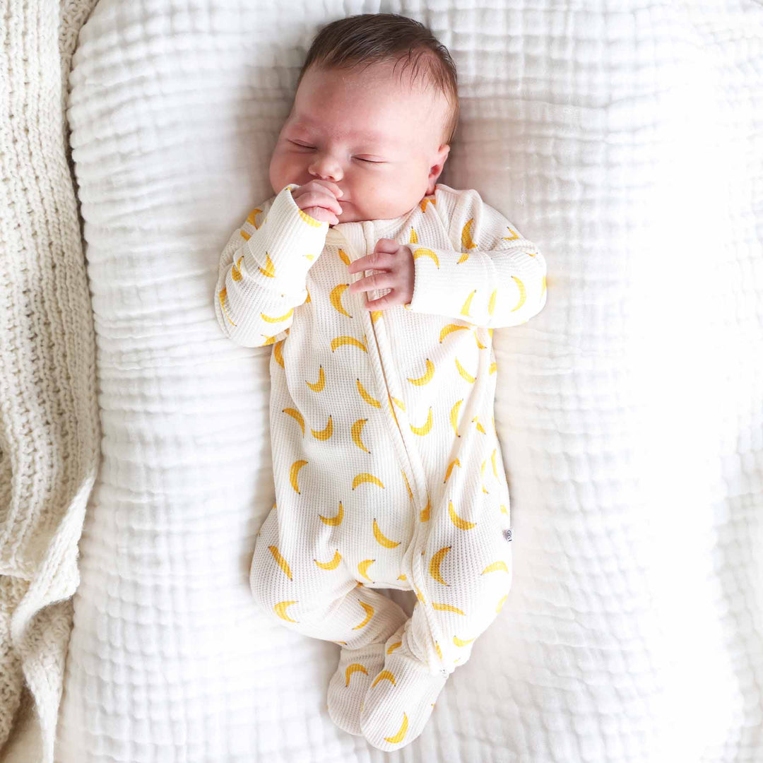 banana zipper footie for babies 