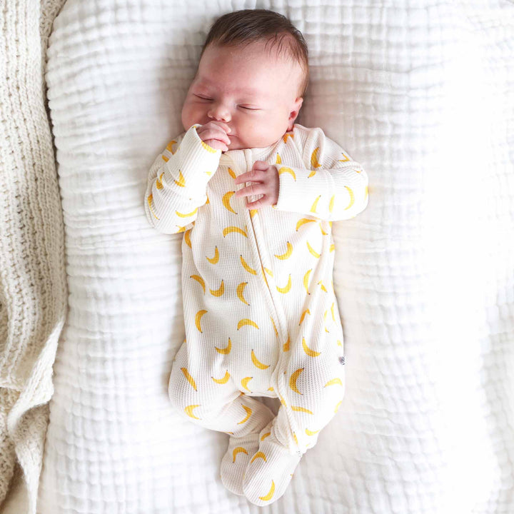 banana zipper footie for babies 