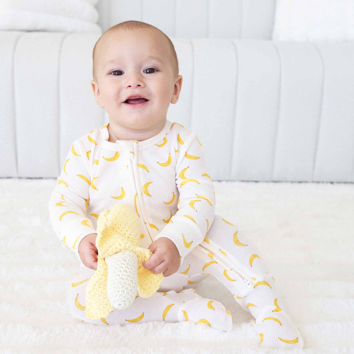 gender neutral bamboo waffle zipper footie for babies