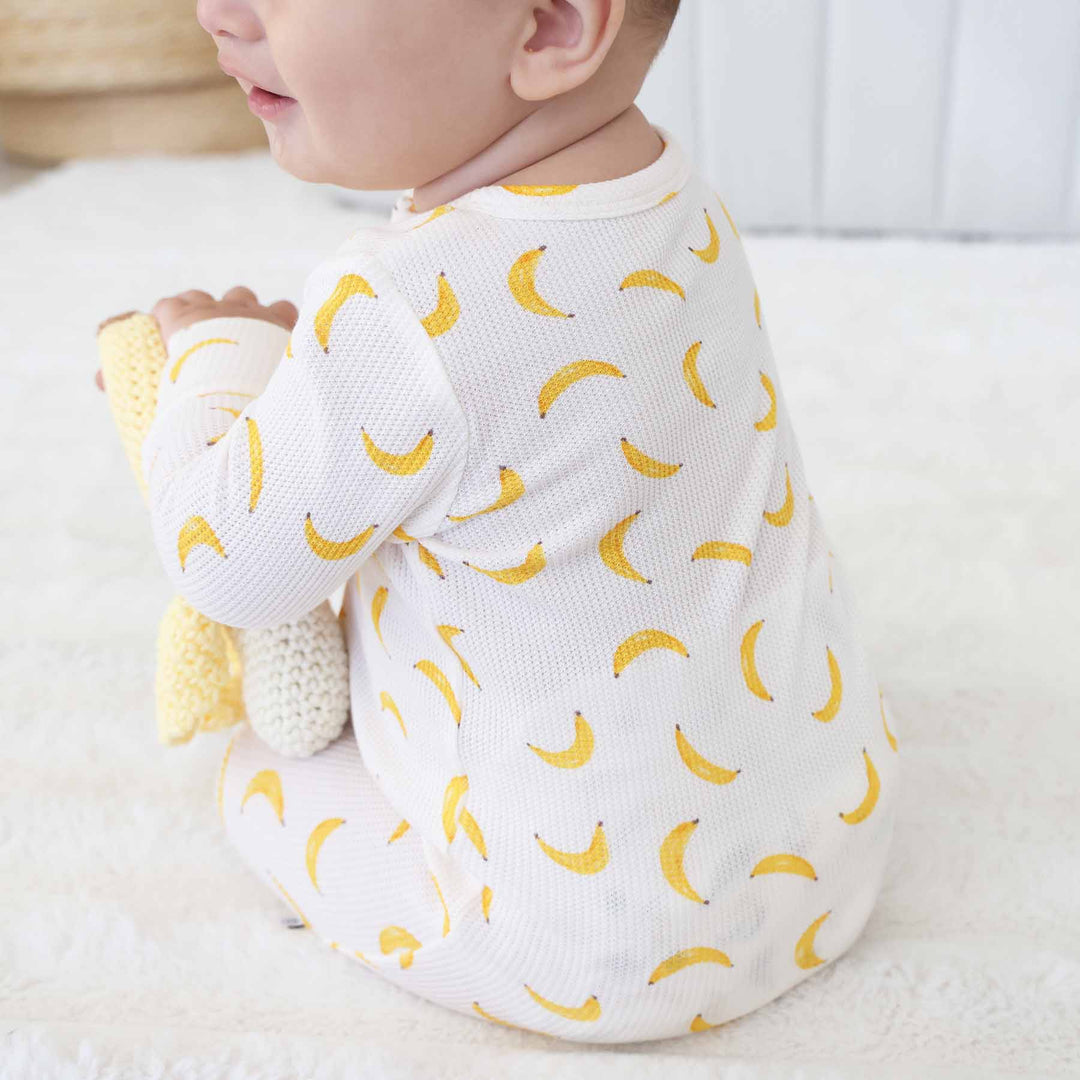 gender neutral fruit zipper footie banana 