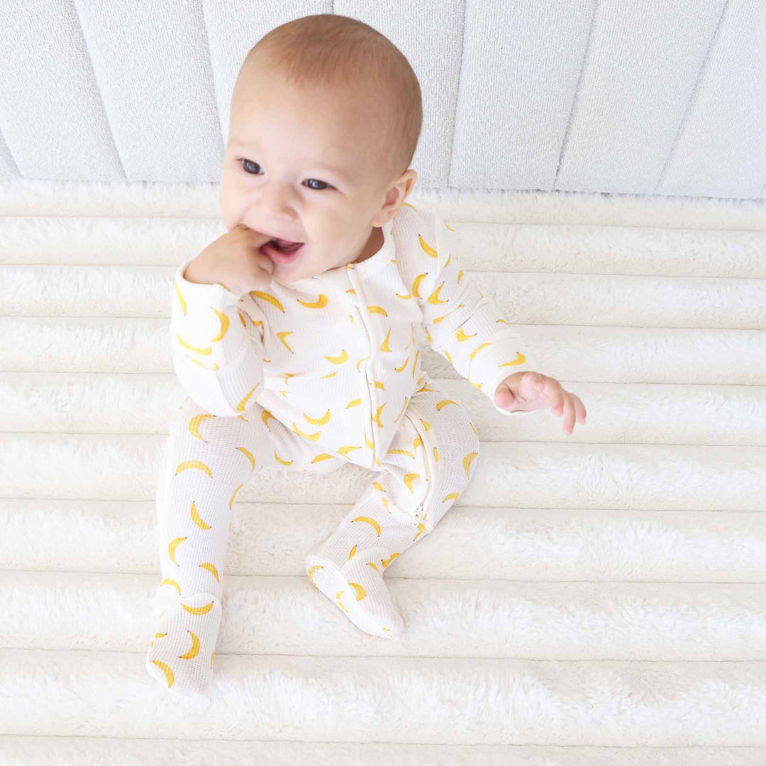 banana zipper footie for babies 