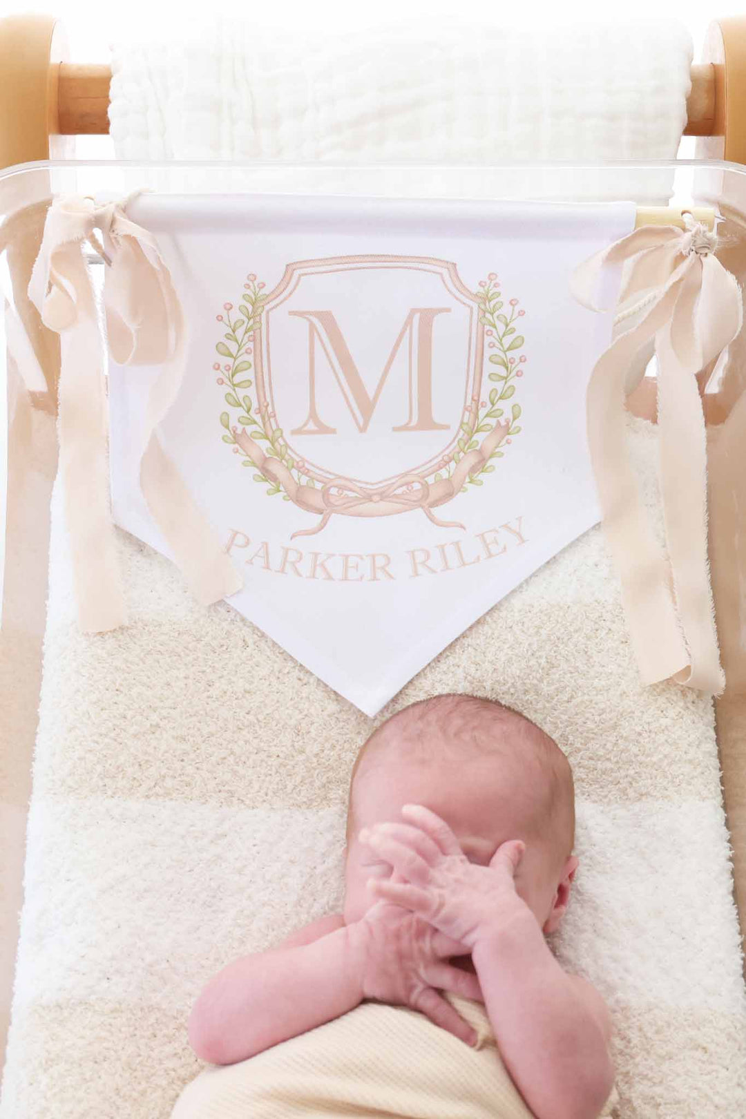 neutral name announcement banner with first and last name and initial 