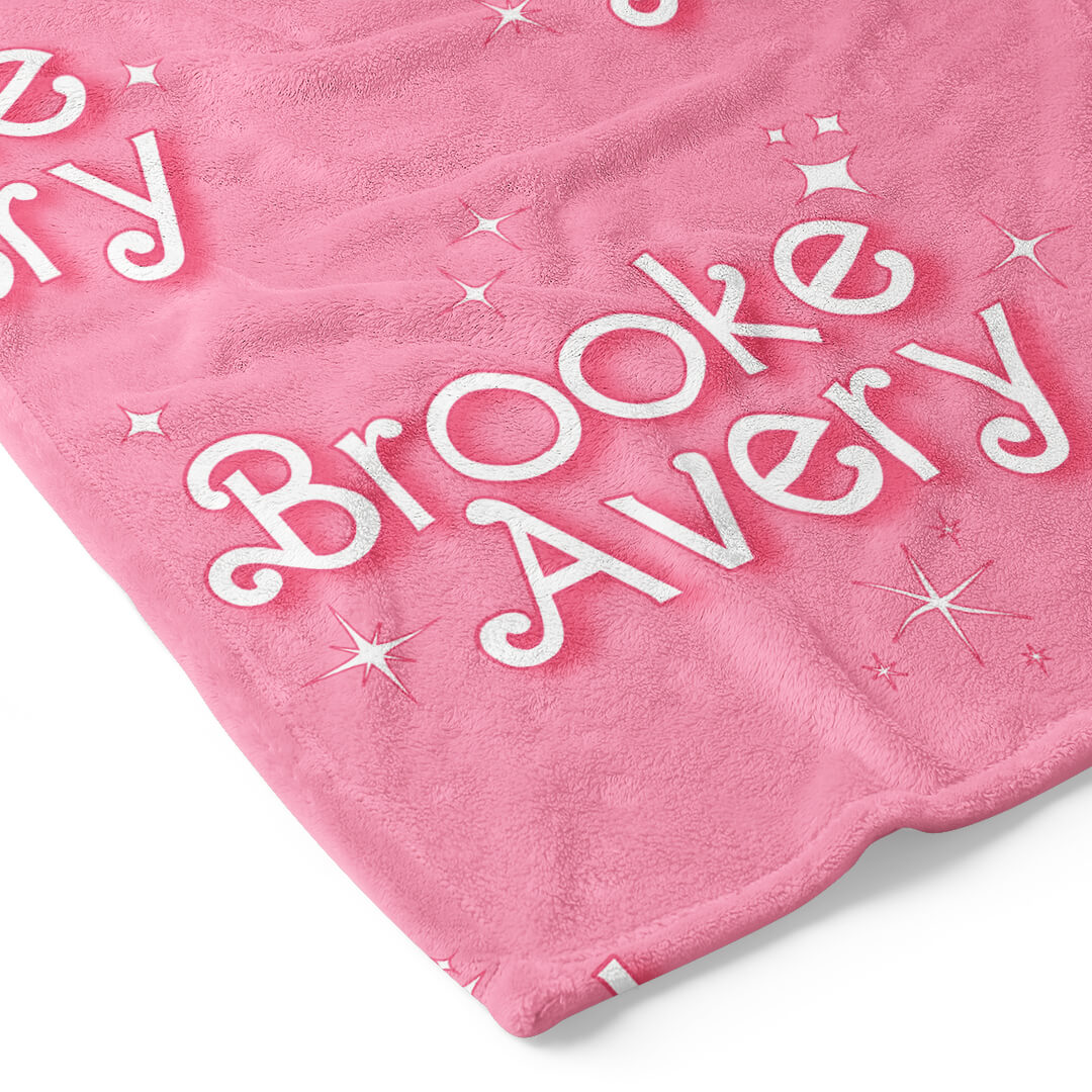 pink sparkle personalized blanket for kids 