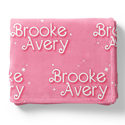 pink sparkle blanket personalized for kids 
