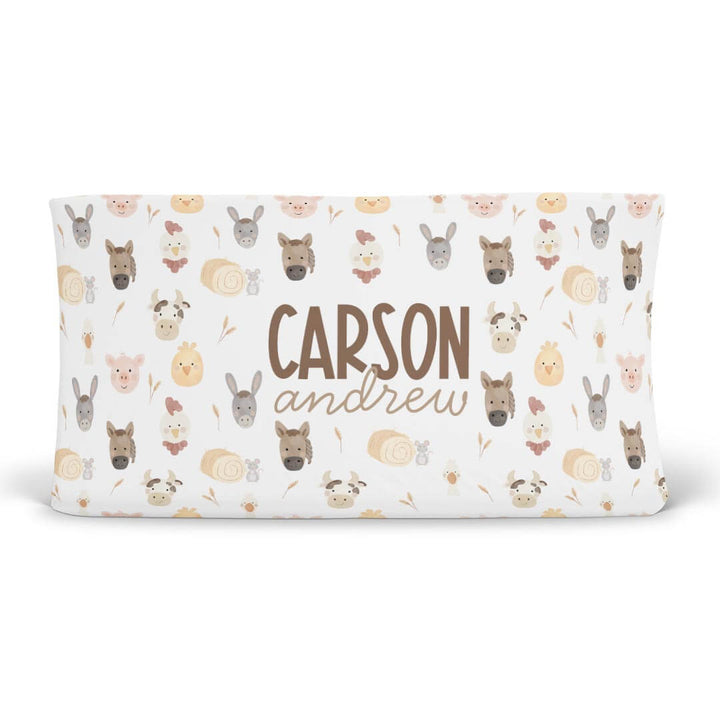 farm animal personalized changing pad cover for babies 