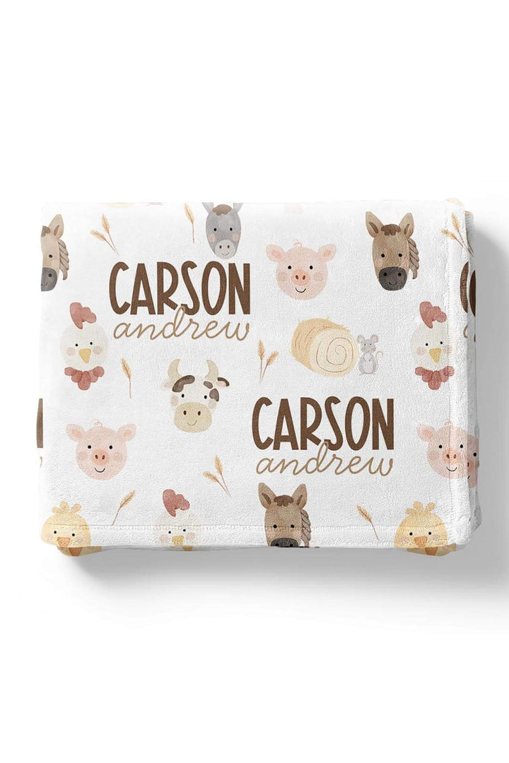 farm animal personalized blanket for kids 