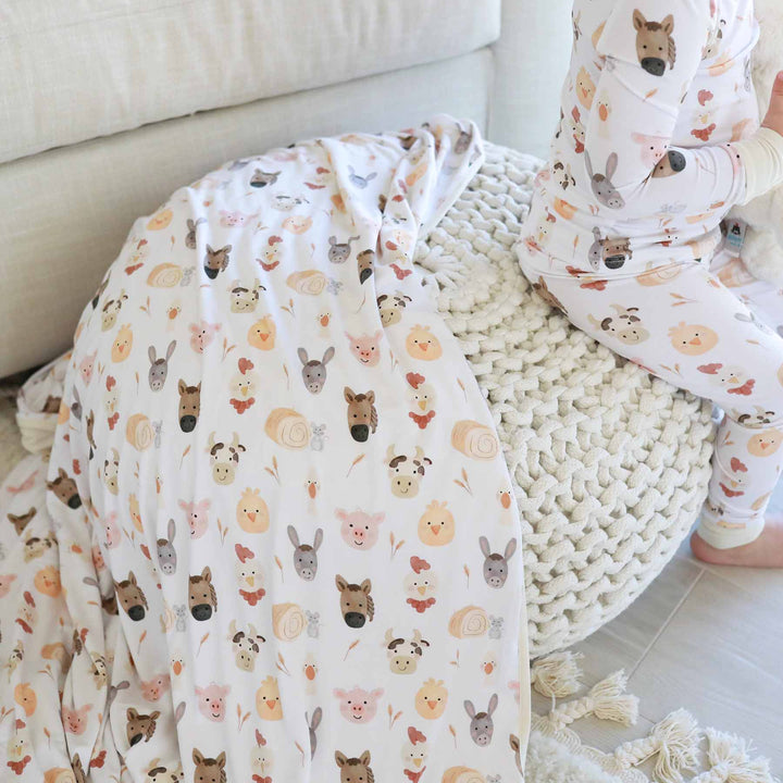 farm animal kids blanket