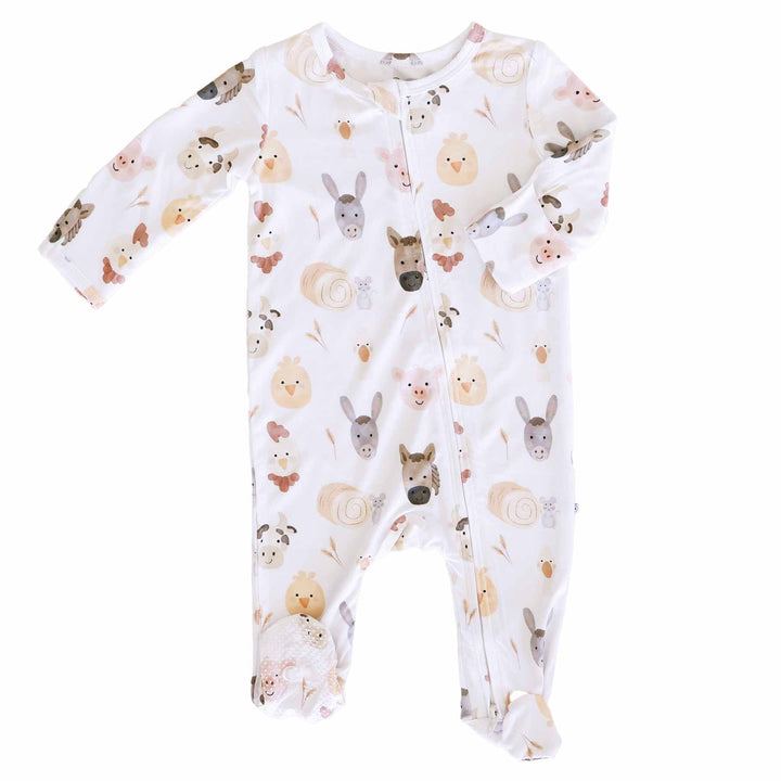 farm animal zipper footie for babies