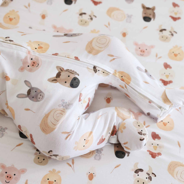 farm animal  neutral baby zipper footie