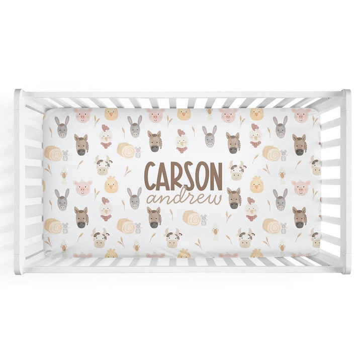 farm animal personalized crib sheet for babies