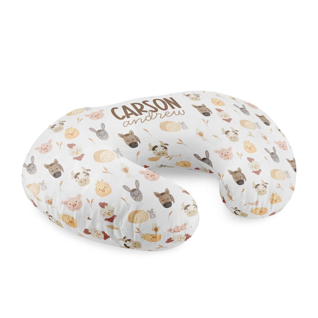 neutral farm personalized nursing pillow for babies 