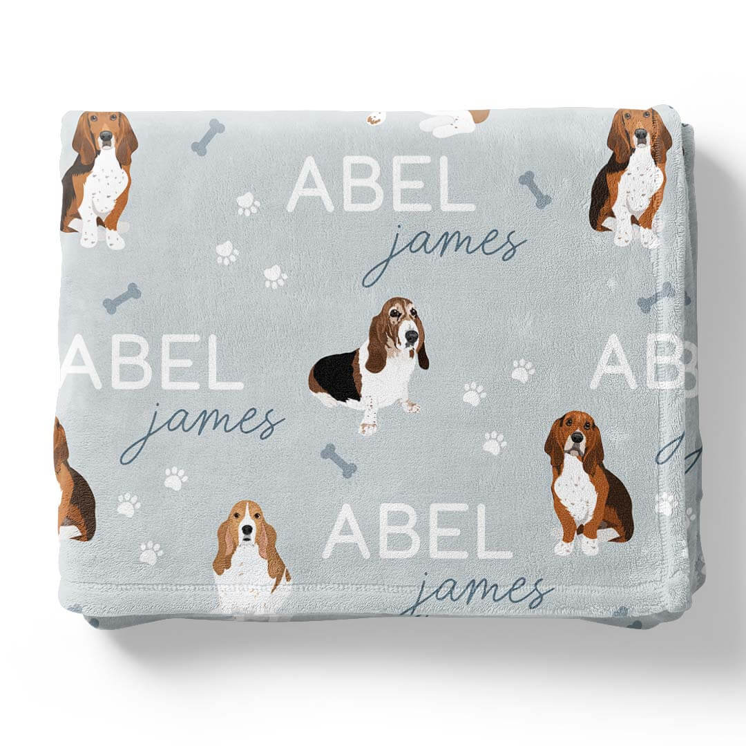 bassett hound personalized kids blanket