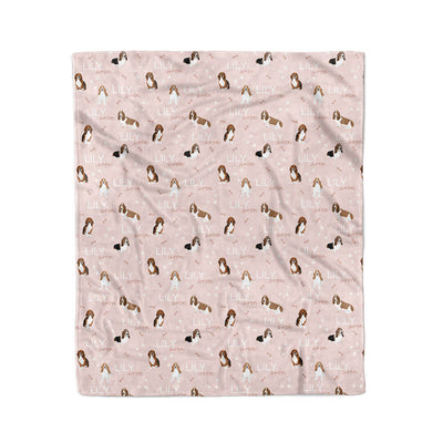 bassett hound pink personalized kids blanket