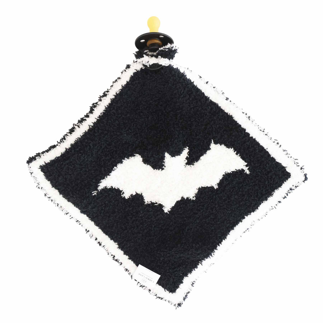 black and white bat reversible cuddle lovey for babies 