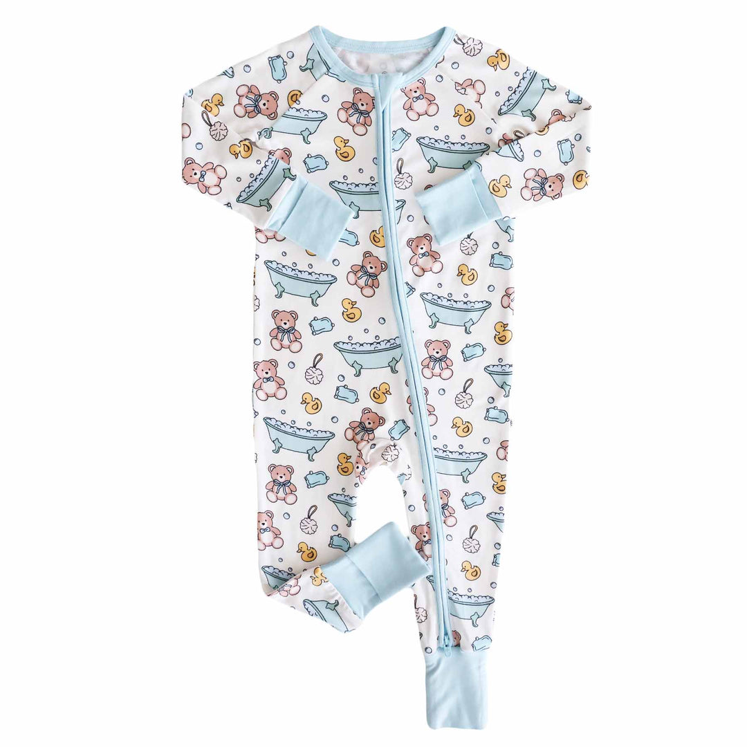 baby boy romper pajama bathtime besties blue