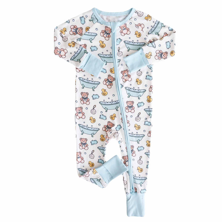 baby boy romper pajama bathtime besties blue