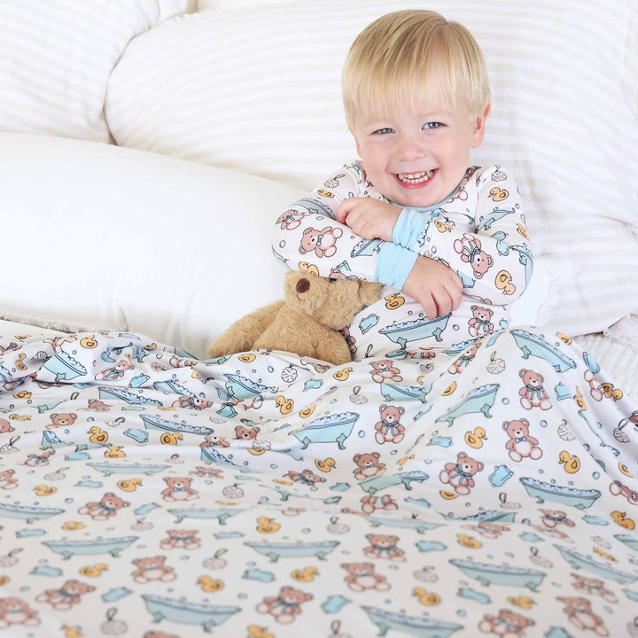 bath themed bamboo blanket for boys 