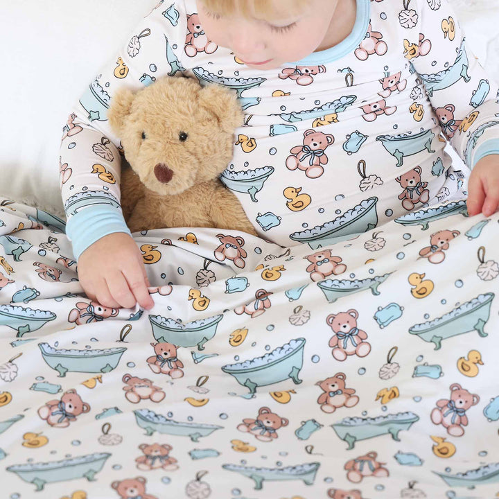 blue bamboo blanket bathtime besties 