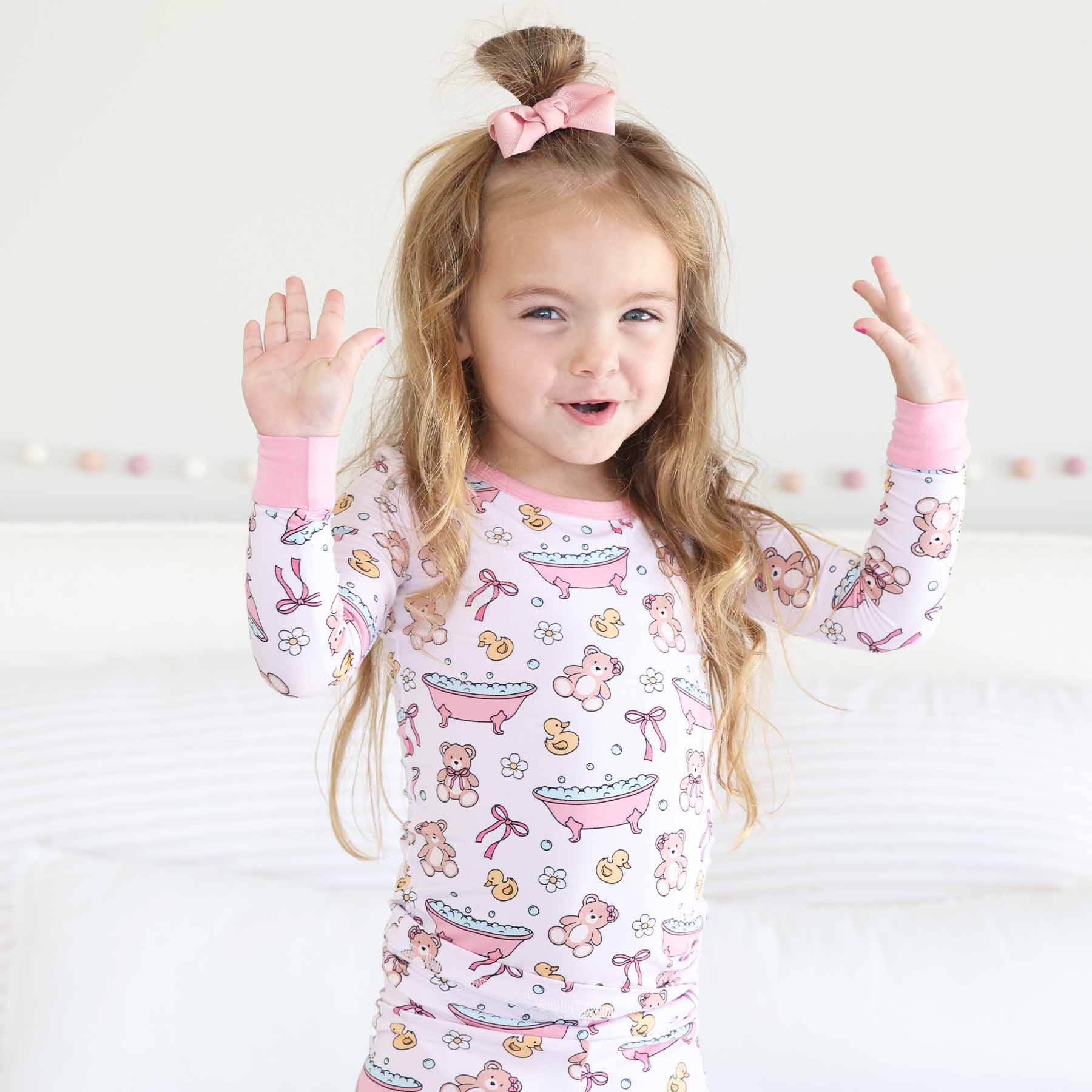 Bathtime Besties Two Piece Pajama Set | Pink