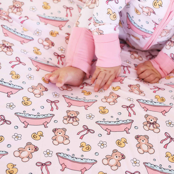 bathtime double sided bamboo blanket for girls pink 