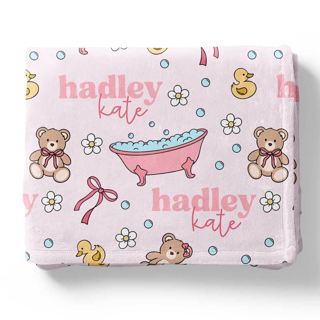 kids personalized blanket bath time besties 