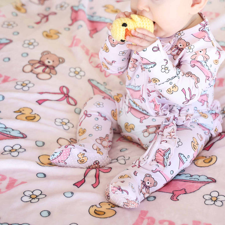 kids personalized blanket bath time besties 