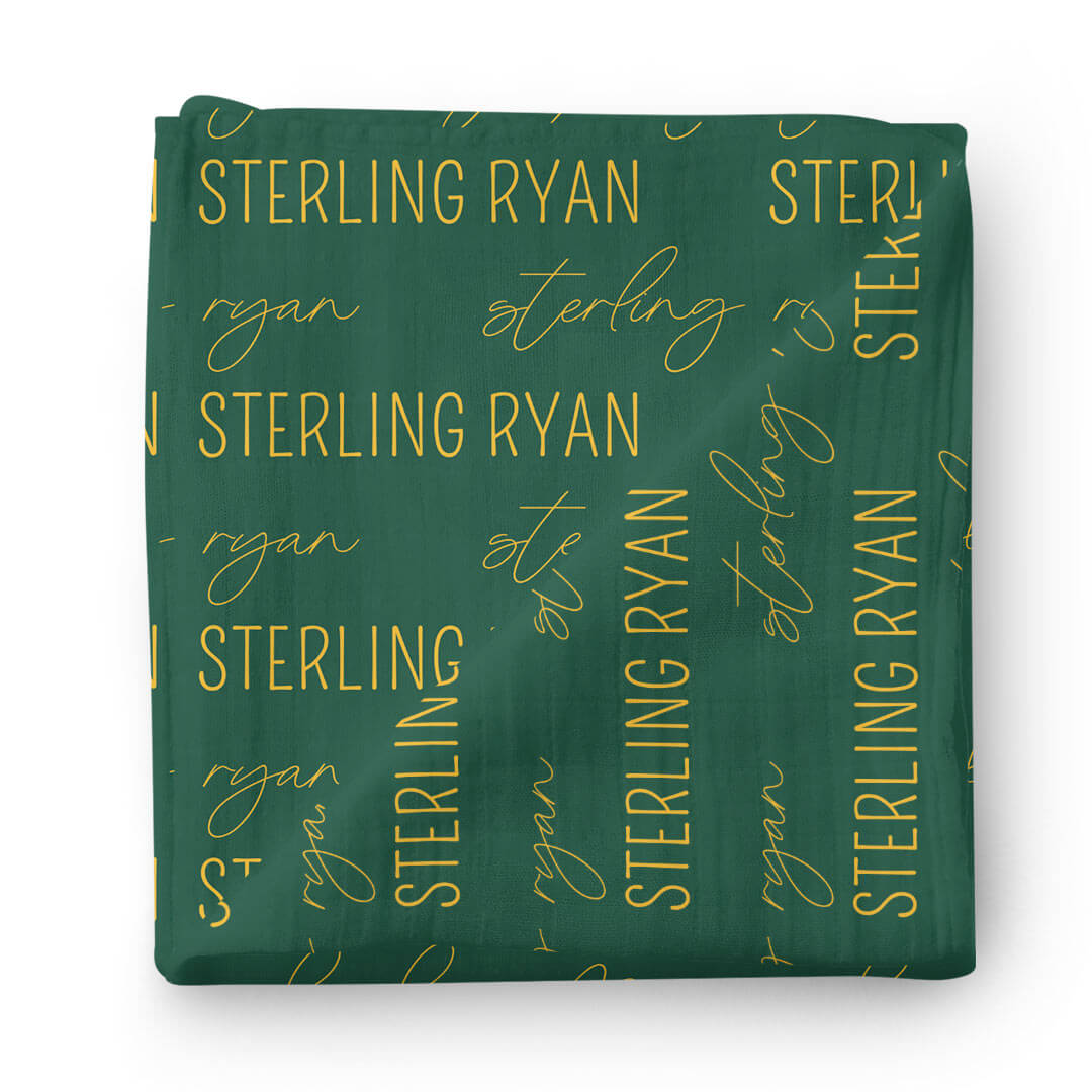 personalized green and yellow swaddle blanket baylor 