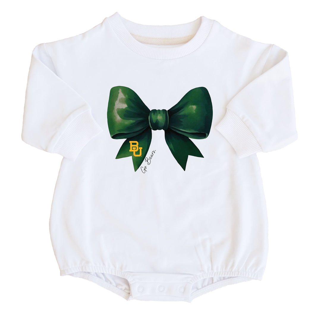 Baylor University | Footballs & Bows Graphic Sweatshirt Bubble Romper