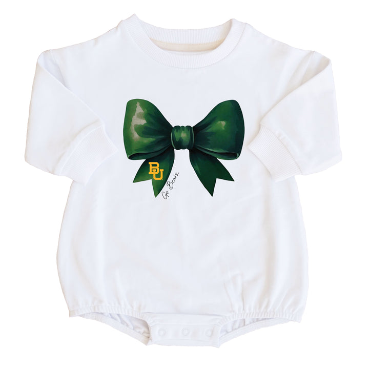 Baylor University | Footballs & Bows Graphic Sweatshirt Bubble Romper