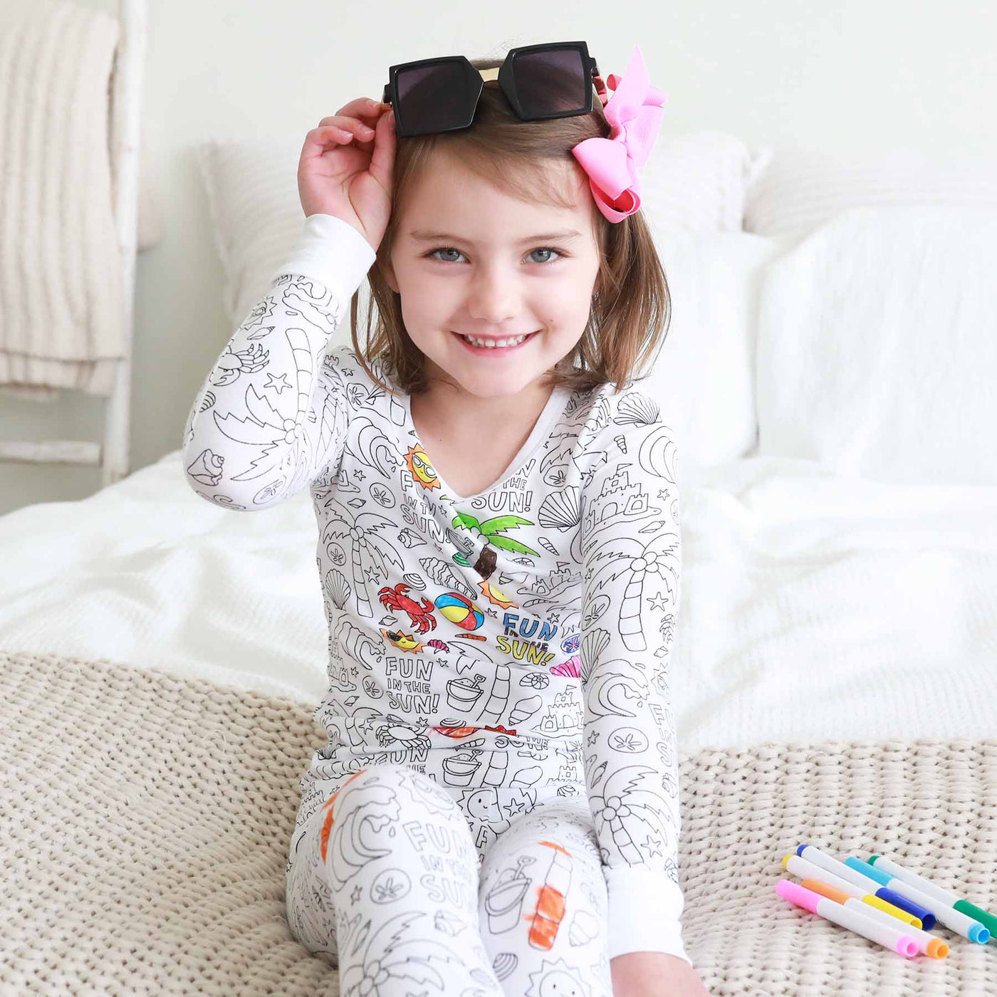 beach themed colorable pajamas for kids 
