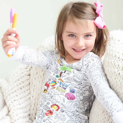beach colorable pajamas for kids 