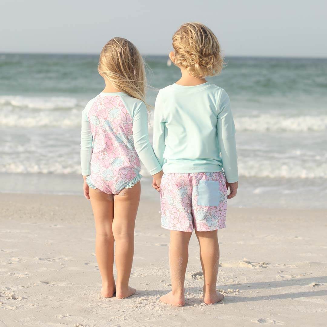 pink and blue swim trunks for boys