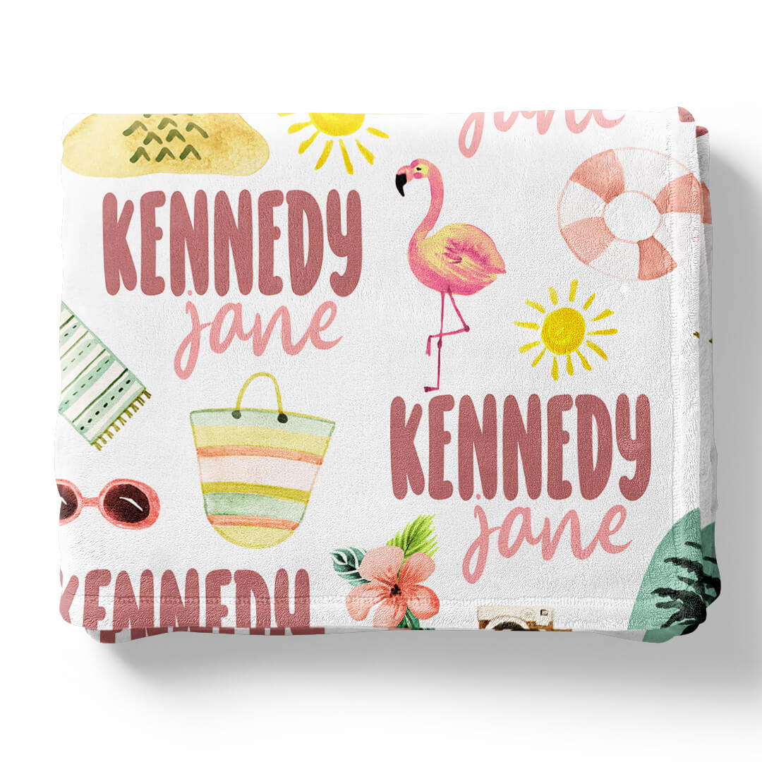 beach themed personalized blanket 