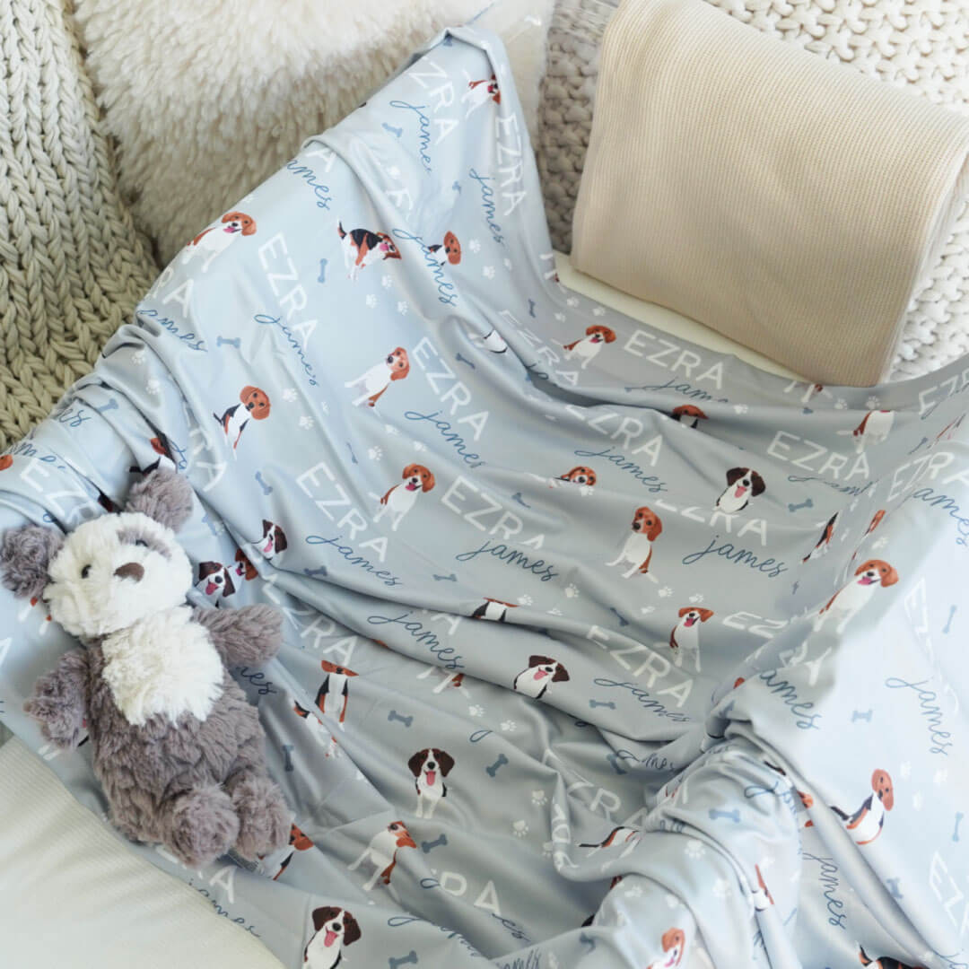 swaddle blanket with beagles 