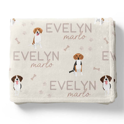 personalized kids blanket neutral with beagles