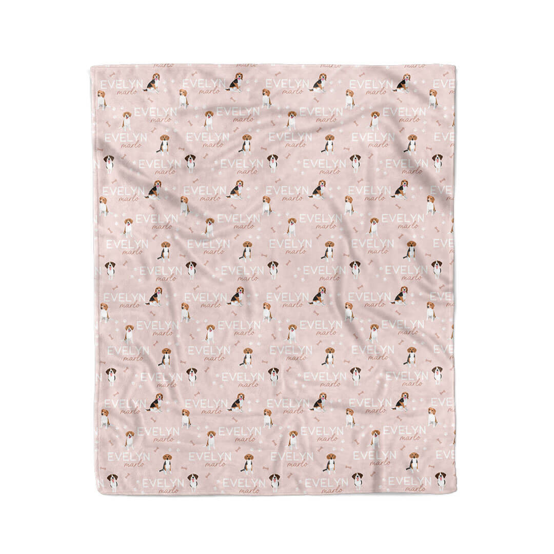 pink beagle personalized kids blanket