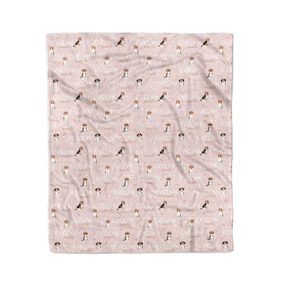 pink beagle personalized kids blanket