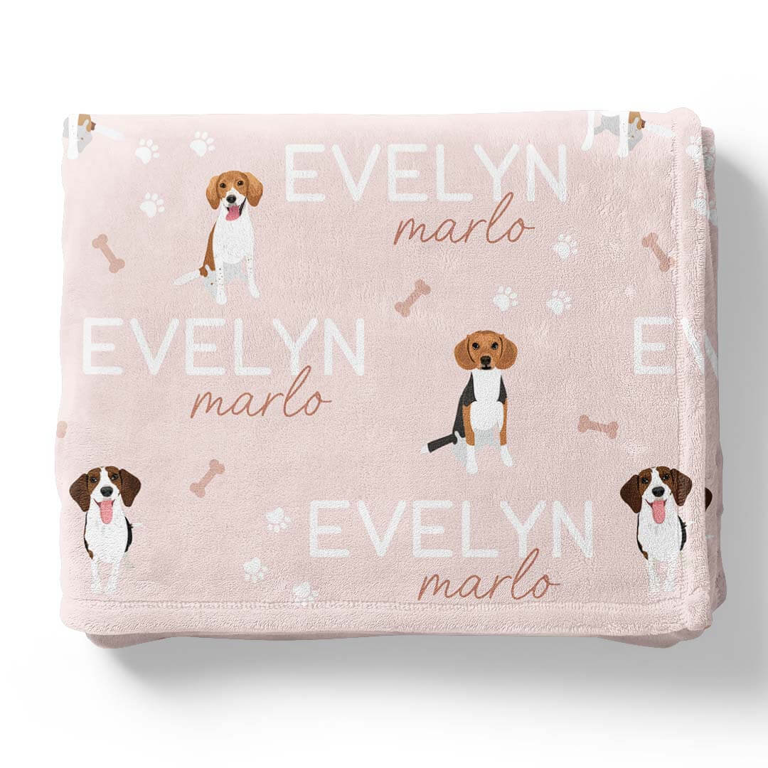 personalized kids blanket pink beagle 