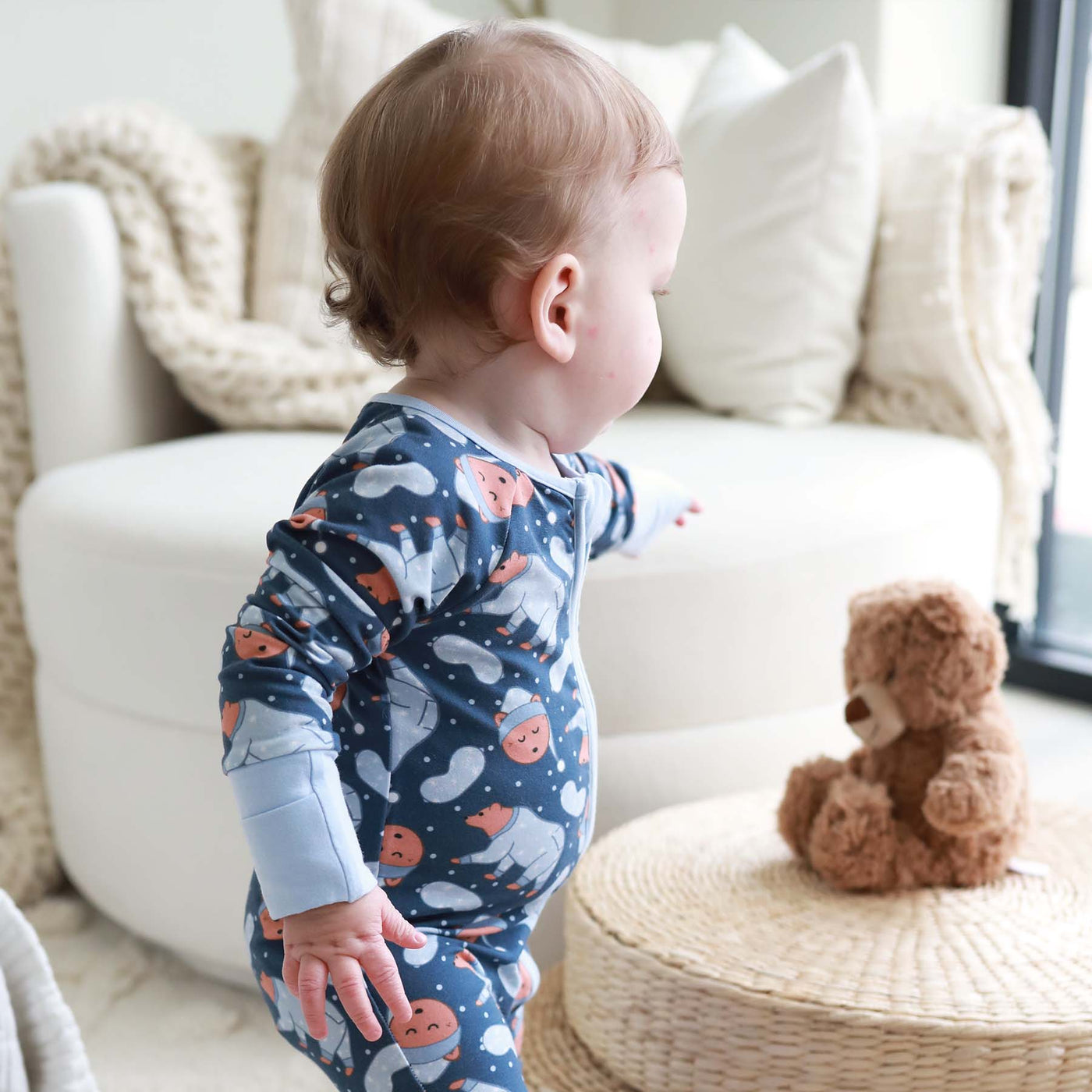 baby pajamas with bears zip romper 
