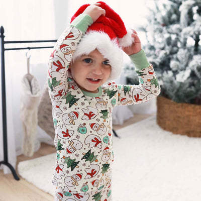 polar bear and christmas tree two piece pajama set for kids 