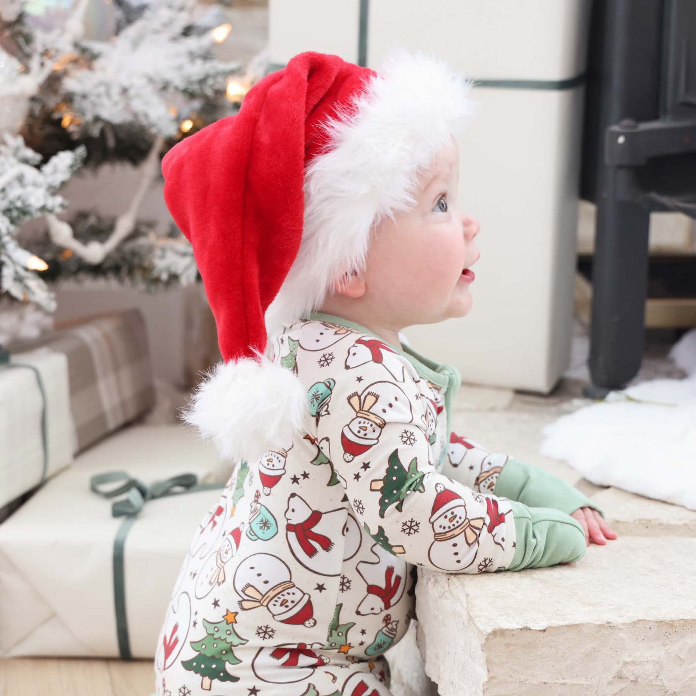 christmas beary & bright pajama romper