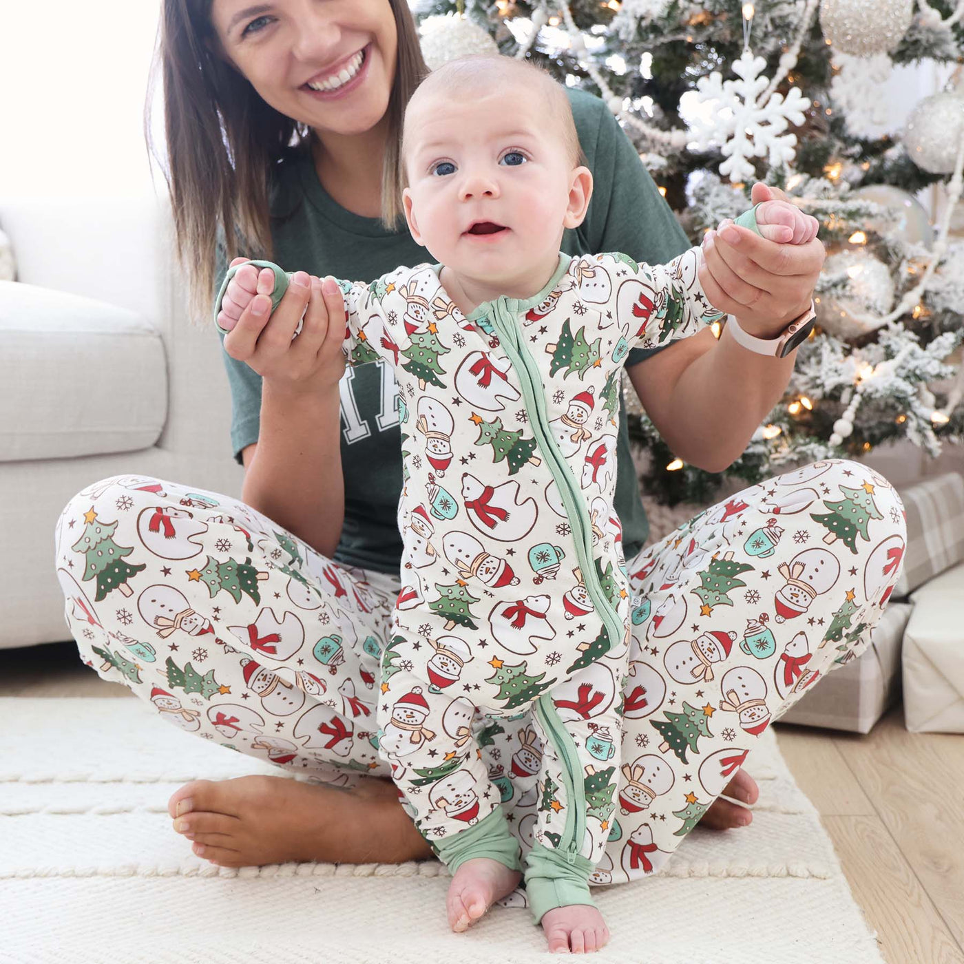 convertible christmas pajama romper for babies  full length zipper 